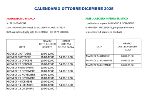 Orari Ambulatorio Medico